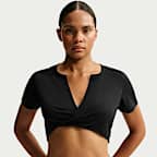 NikeSKIMS Performance Cotton Blend Women's V-Neck Cropped Twist